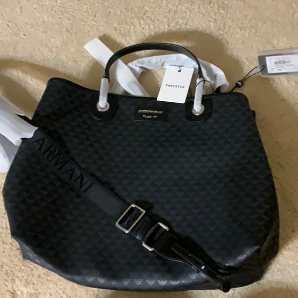 Emporio Armani Handbags - NWT Emporio Armani logo print shopper tote in black